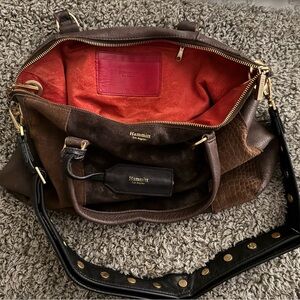 Large Daniel Hammitt Multi-Tone Leather Bag with Black, Brown and Gold Accents